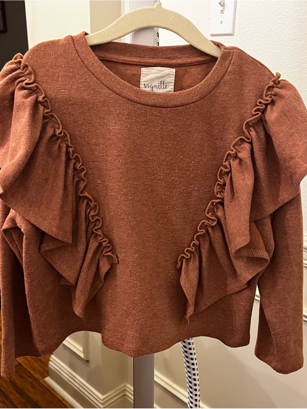 Vignette Girls’ Ruffle Sweater - Rust size 5y EUC